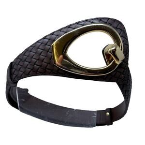 Coldwater Creek‎ Brown Leather Adjustable Gold Tone Belt S-Med